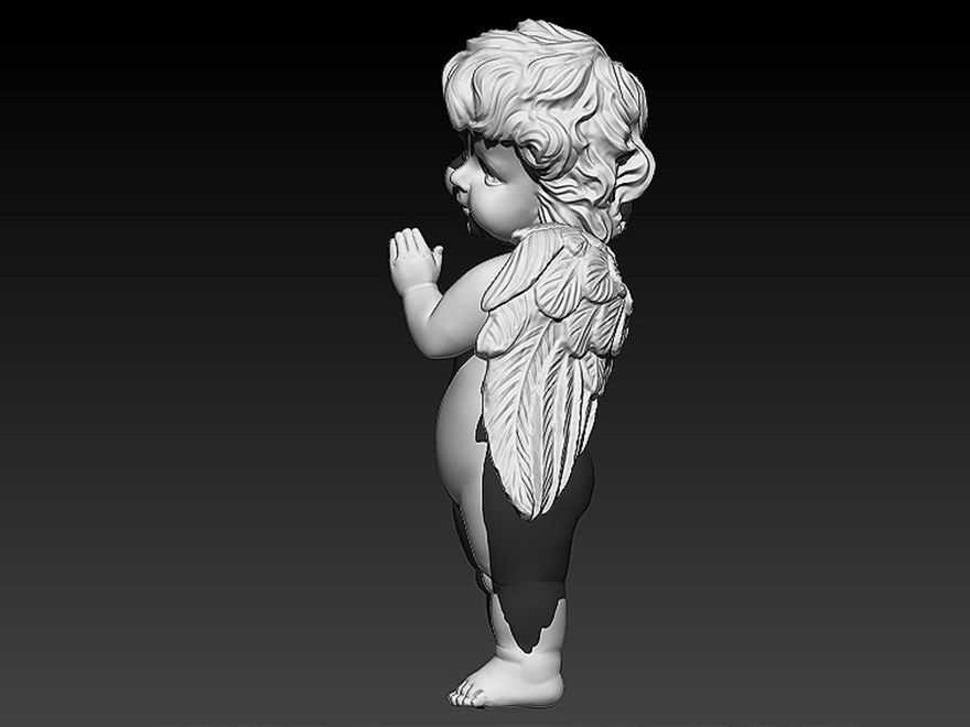 praying baby angel statue Sculpture jewelry gold 3D print model_5