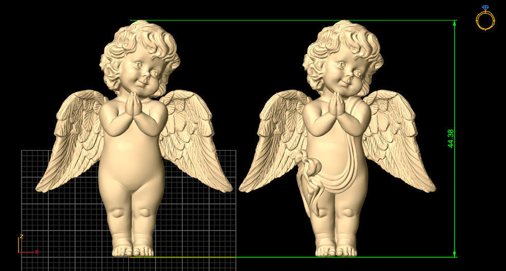 praying baby angel statue Sculpture jewelry gold 3D print model_11