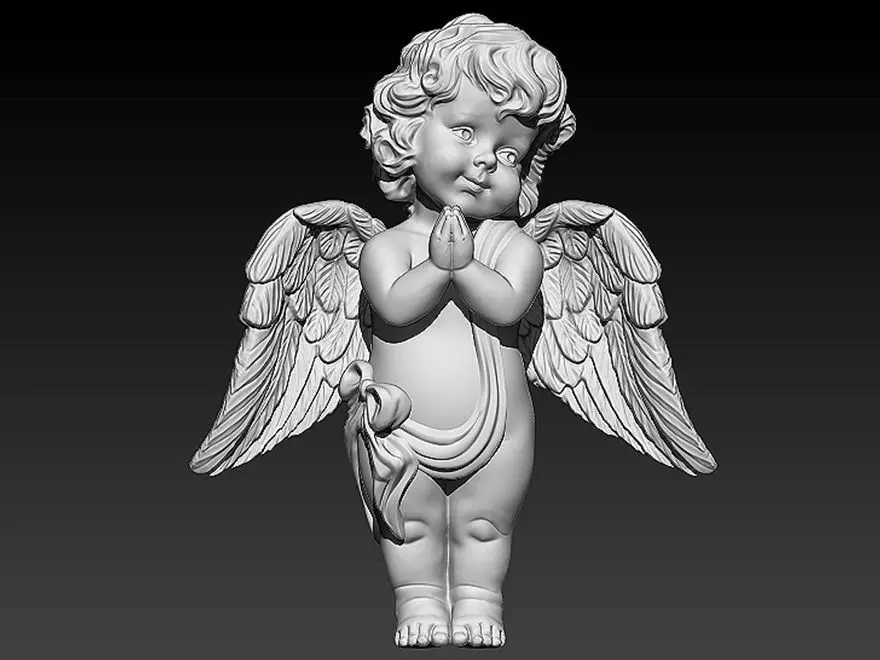 praying baby angel statue Sculpture jewelry gold 3D print model_0