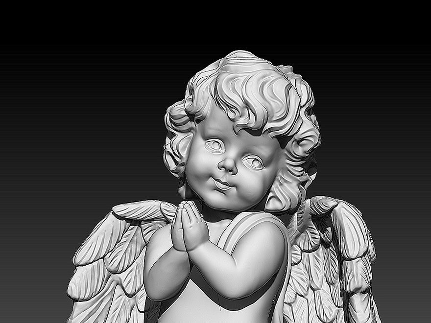praying baby angel statue Sculpture jewelry gold 3D print model_2