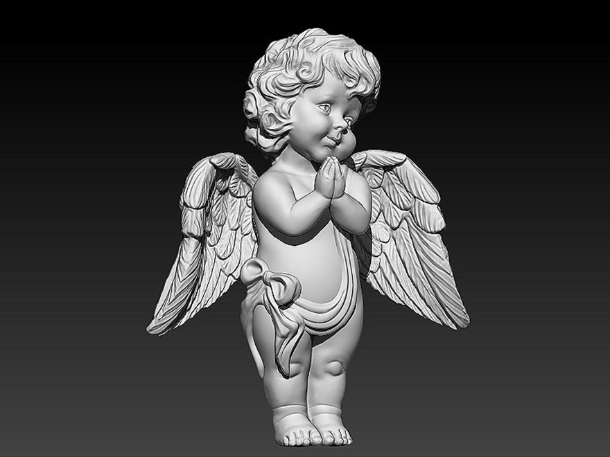 praying baby angel statue Sculpture jewelry gold 3D print model_10