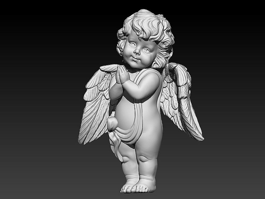praying baby angel statue Sculpture jewelry gold 3D print model_12