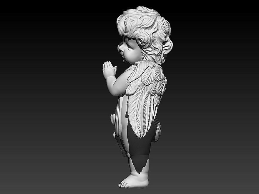 praying baby angel statue Sculpture jewelry gold 3D print model_4