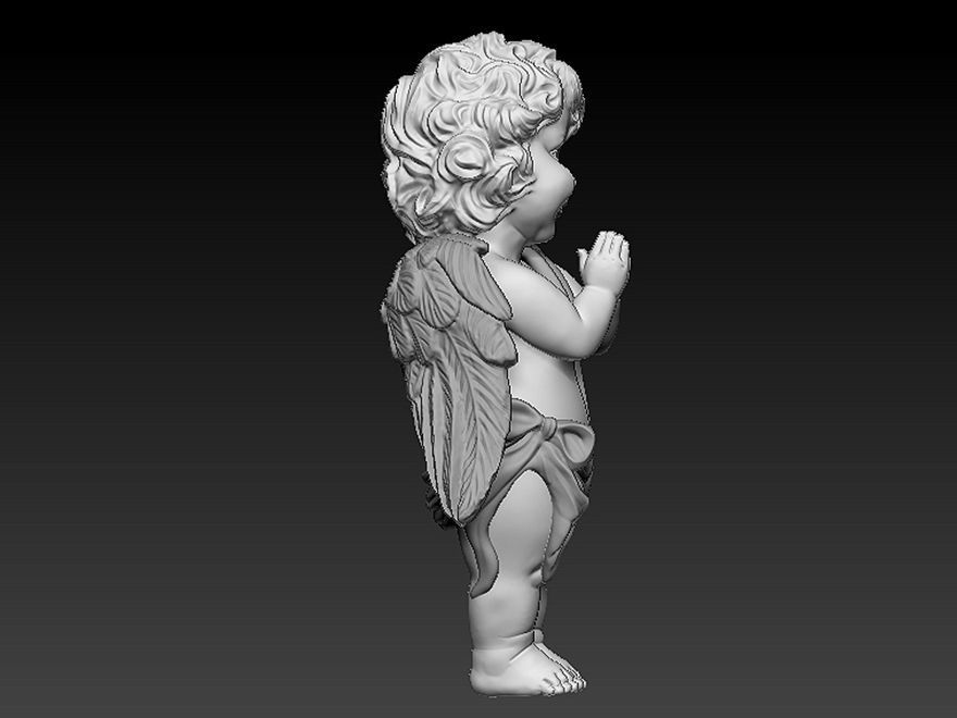 praying baby angel statue Sculpture jewelry gold 3D print model_9