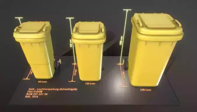 Waste container for light packaging yellow - RAL 1016 