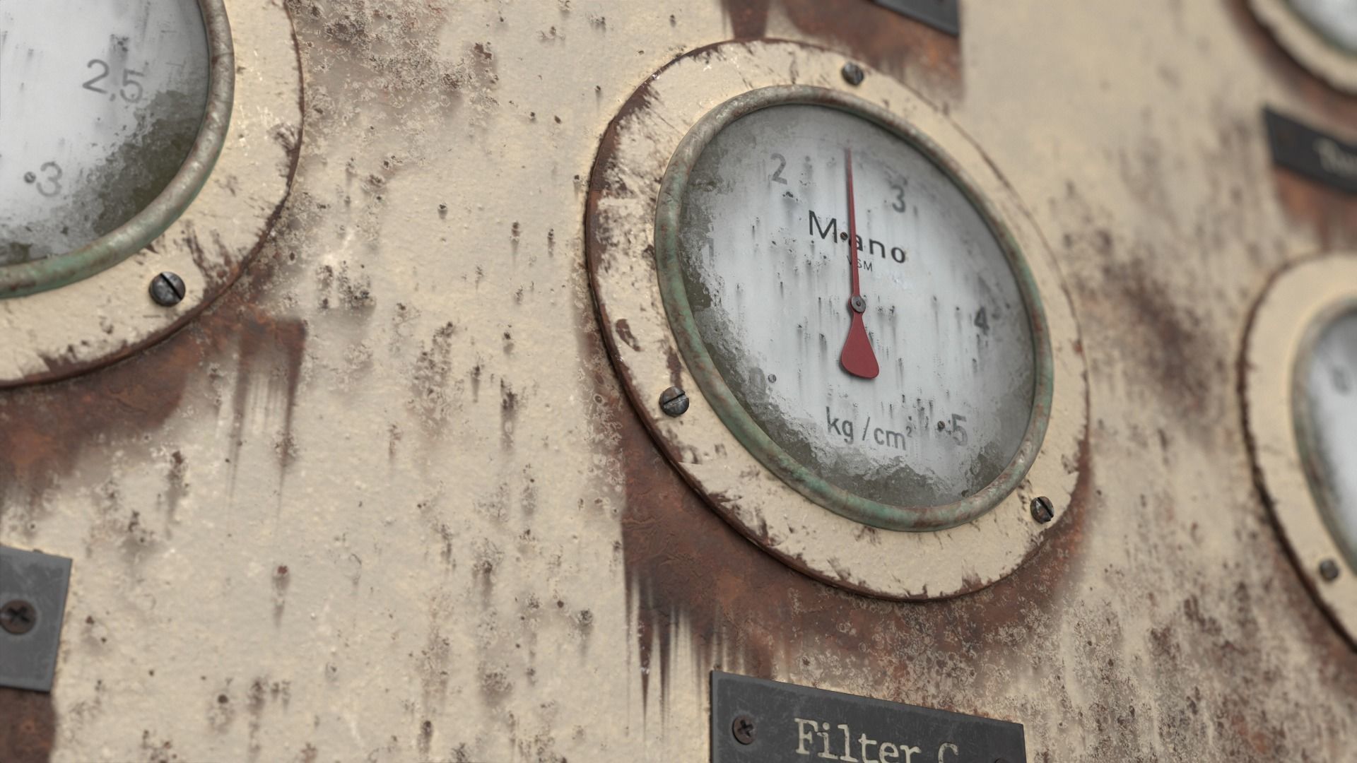 Old gauge panel Low-poly 3D model_4