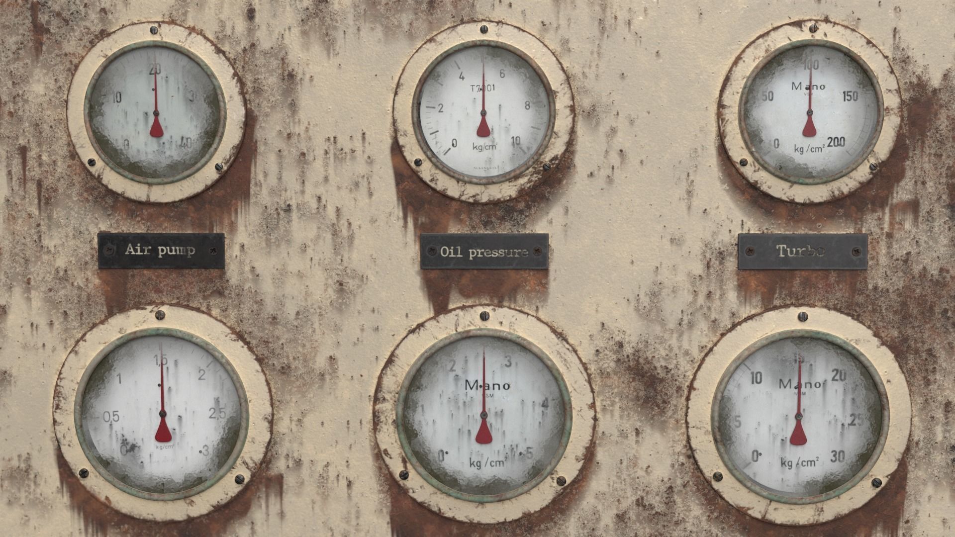 Old gauge panel Low-poly 3D model_2