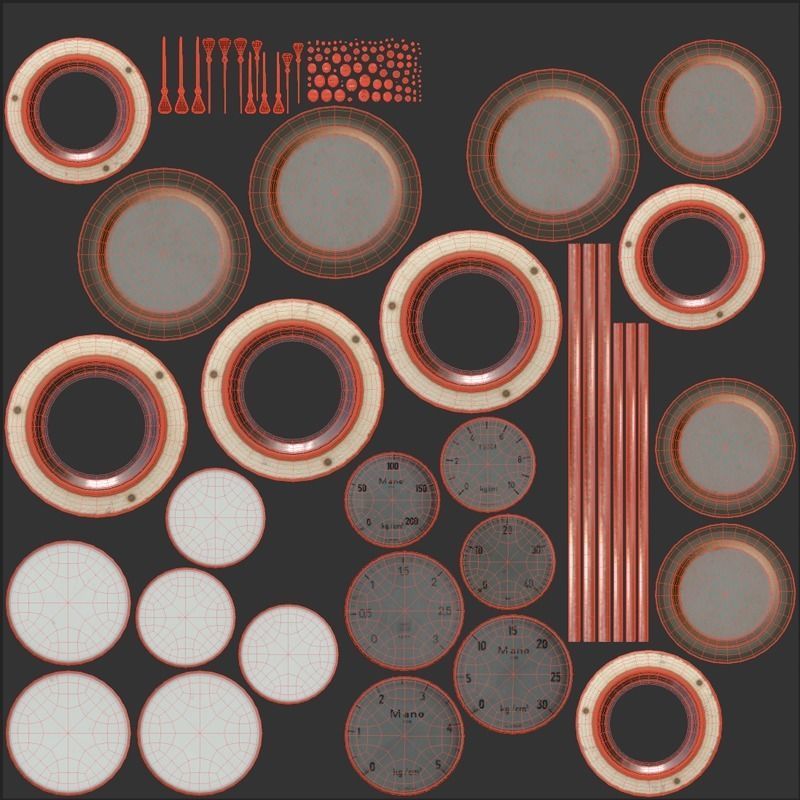 Old gauge panel Low-poly 3D model_13