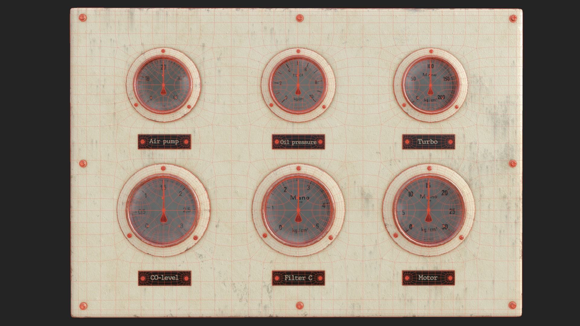 Old gauge panel Low-poly 3D model_12