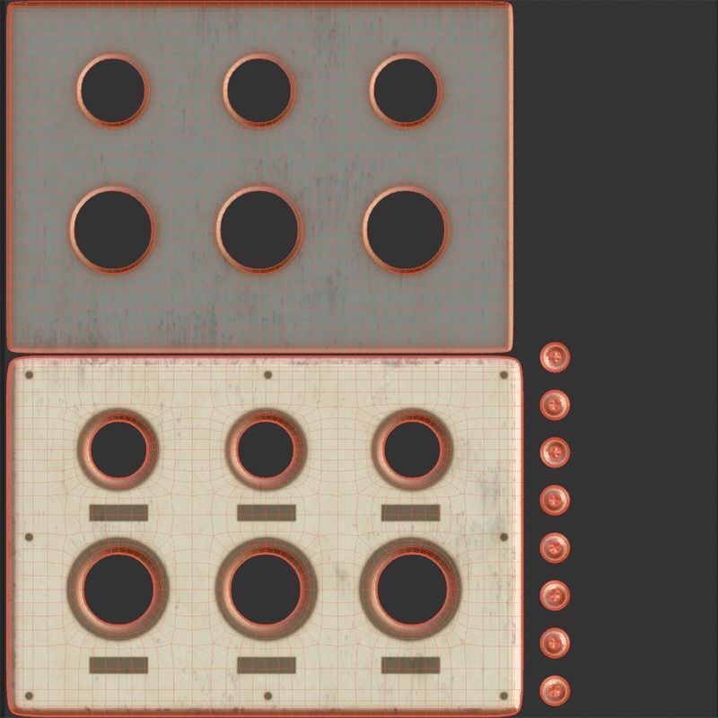 Old gauge panel Low-poly 3D model_10