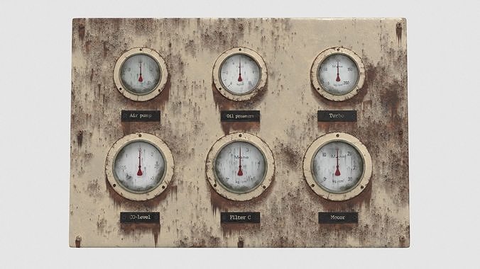 Old gauge panel Low-poly 3D model