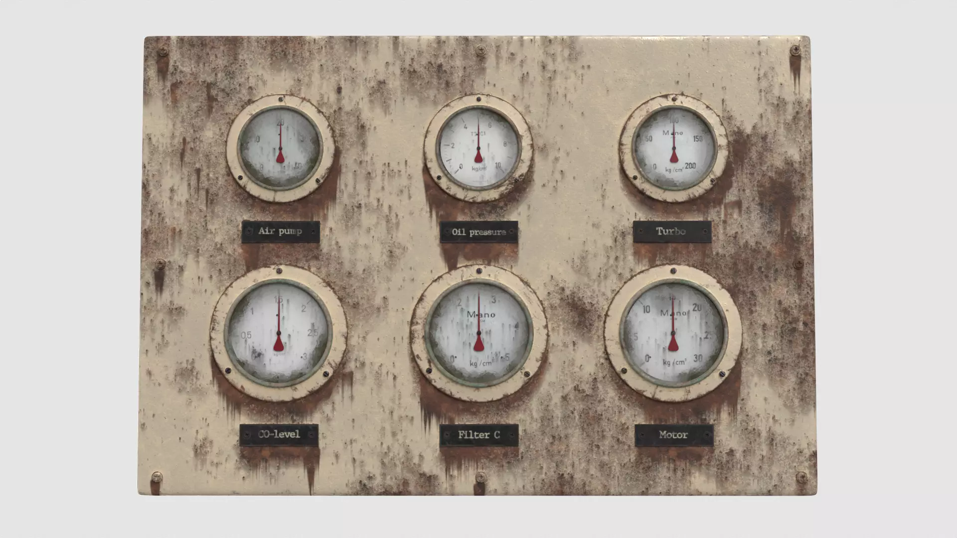 Old gauge panel Low-poly 3D model_0