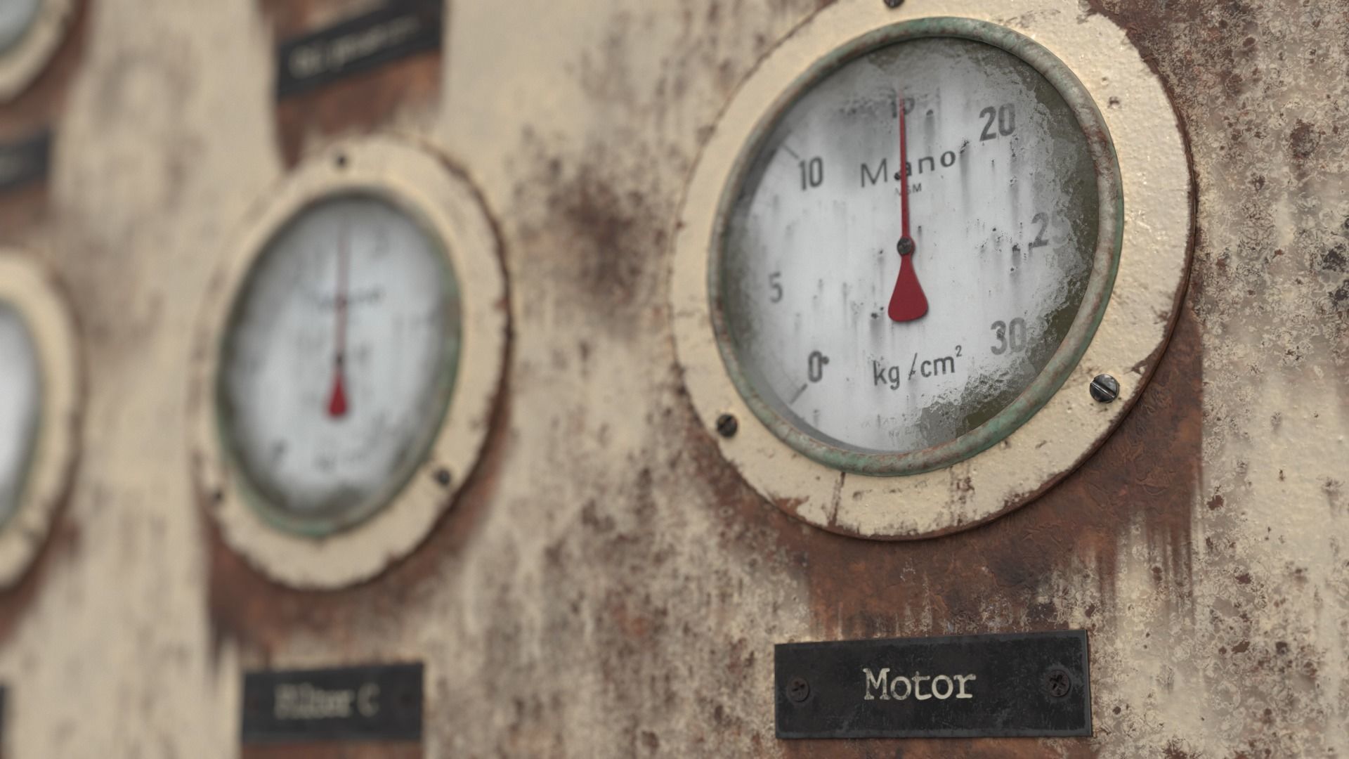 Old gauge panel Low-poly 3D model_5