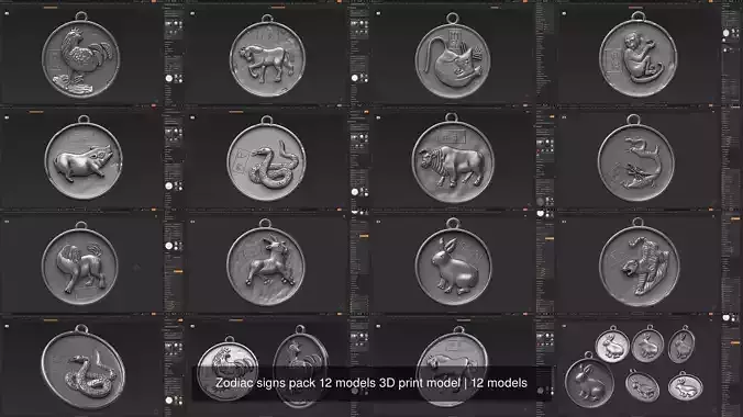 Zodiac signs pack 12 models 3D print model 3D Model Collection