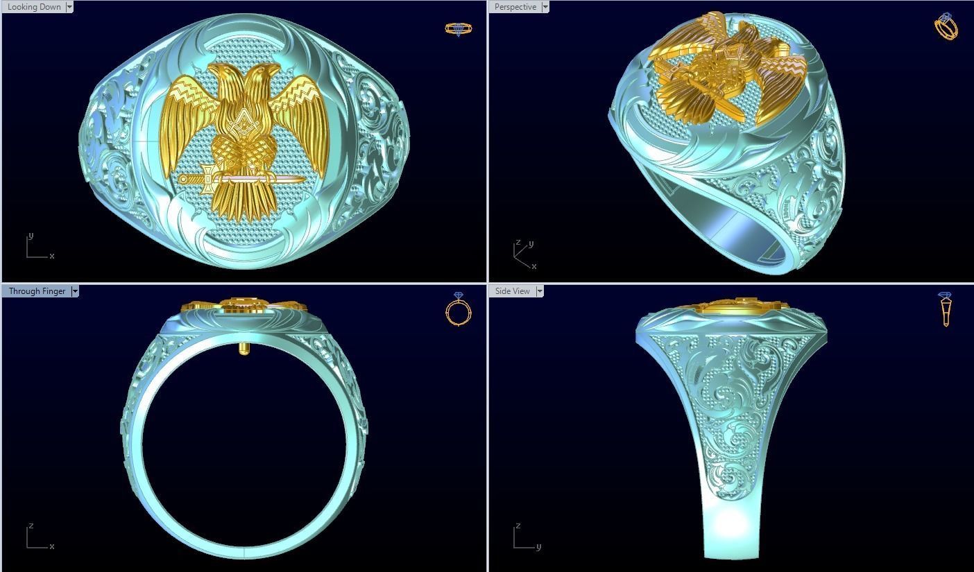 Eagle ring - Pattern Ring - Sculpture ring - N848A 3D print model_5