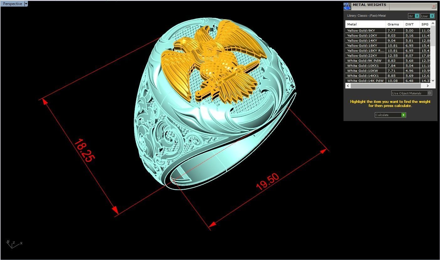 Eagle ring - Pattern Ring - Sculpture ring - N848A 3D print model_6