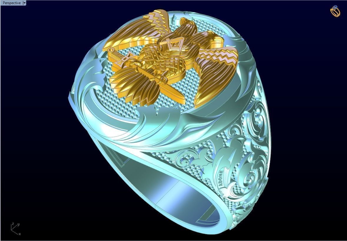 Eagle ring - Pattern Ring - Sculpture ring - N848A 3D print model_4