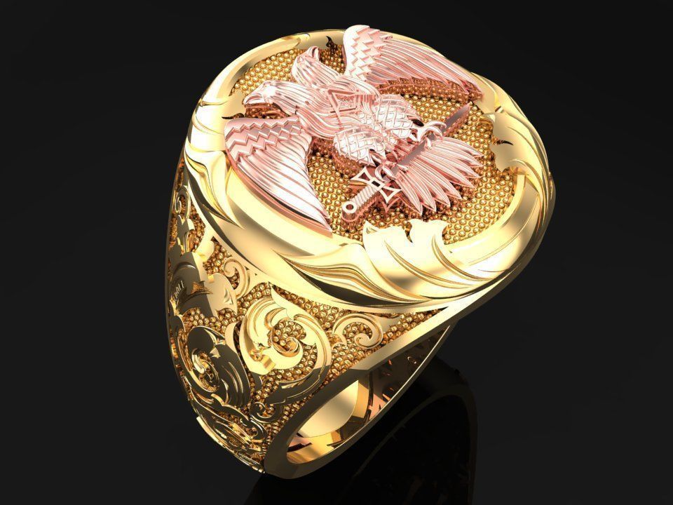 Eagle ring - Pattern Ring - Sculpture ring - N848A 3D print model_1