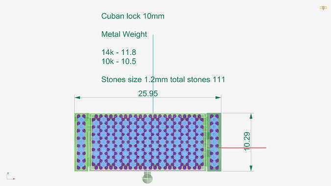 10mm X 1inch Cuban chain easy Lock system 3D print model
