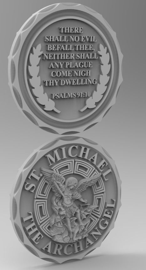 ST MICHAEL THE ARCHANGEL COIN 3D print model_6