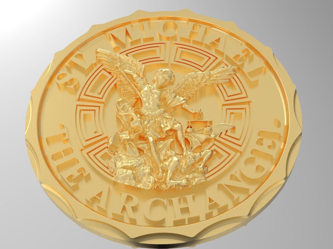 ST MICHAEL THE ARCHANGEL COIN 3D print model_2