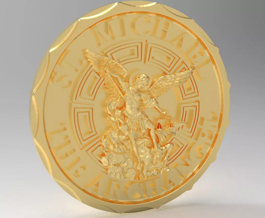 ST MICHAEL THE ARCHANGEL COIN 3D print model_0