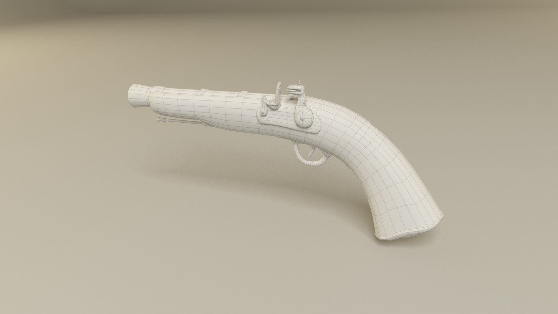 Pirate flintlock gun Low-poly 3D model_2