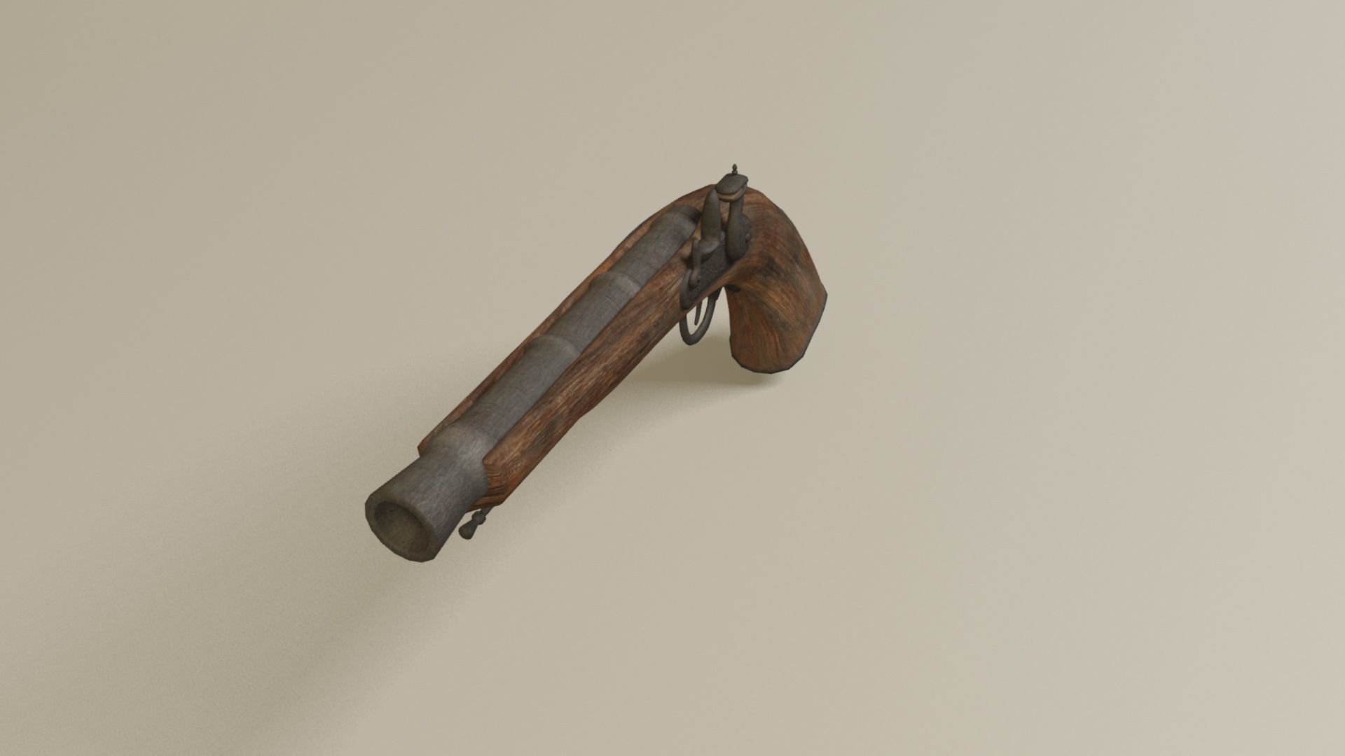 Pirate flintlock gun Low-poly 3D model_3