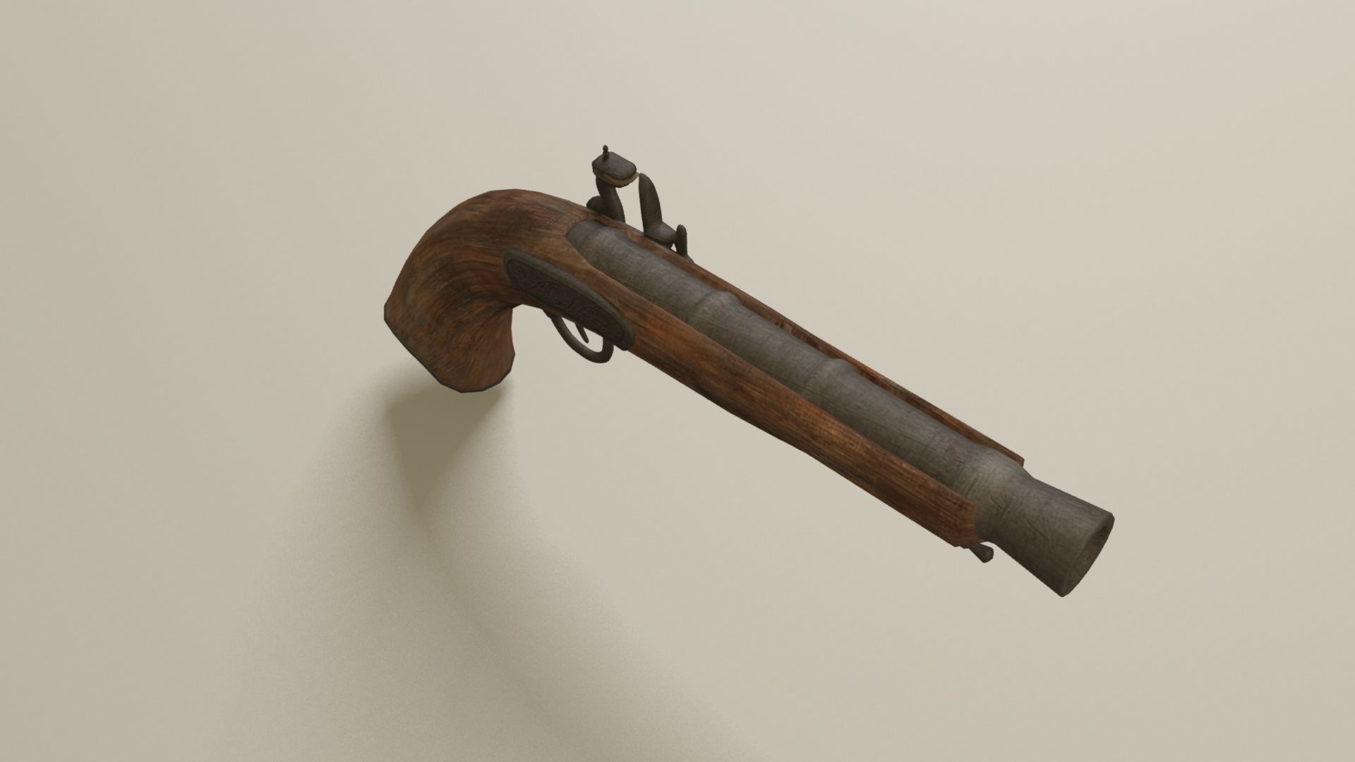 Pirate flintlock gun Low-poly 3D model_8