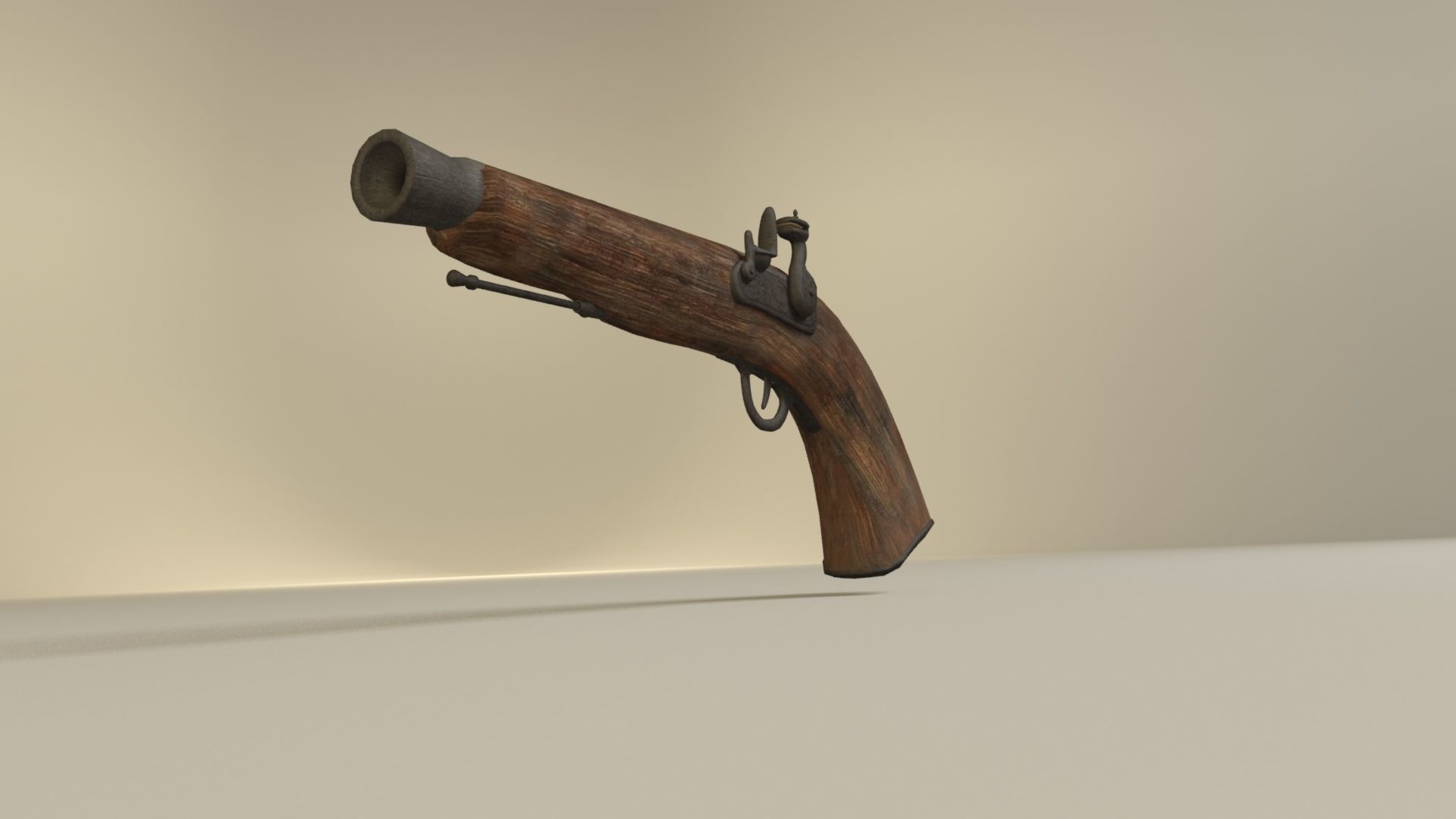 Pirate flintlock gun Low-poly 3D model_4