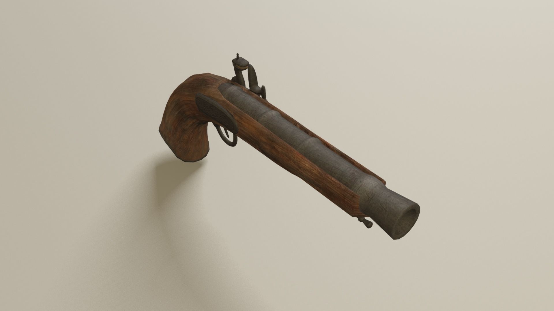 Pirate flintlock gun Low-poly 3D model_1