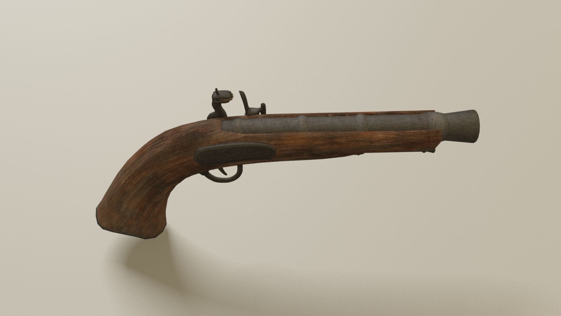 Pirate flintlock gun Low-poly 3D model_11