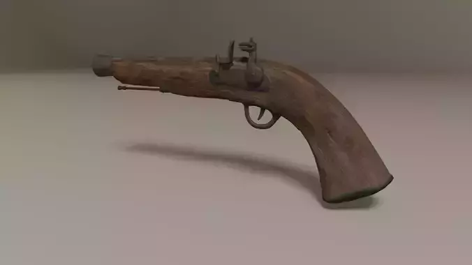 Pirate flintlock gun Low-poly 3D model