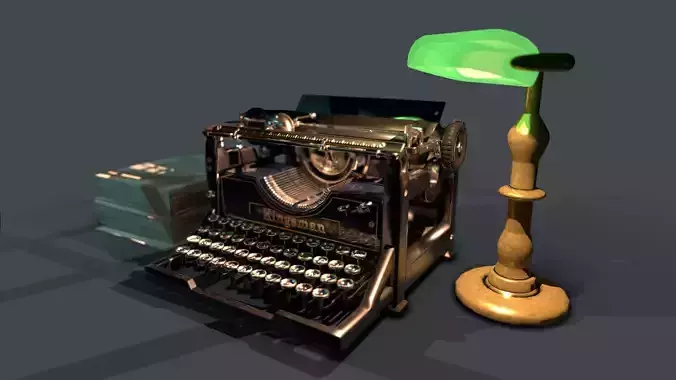 Old Typewriter Low-poly 3D model