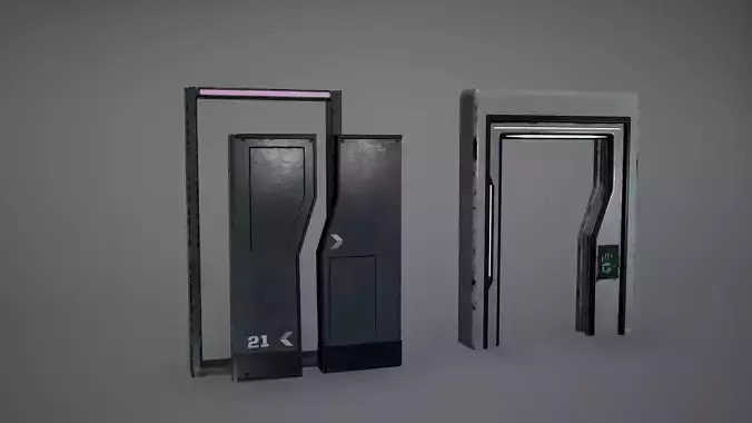 Cyberpunk Sci-fi Door Low Poly  Game Ready Low-poly 3D model