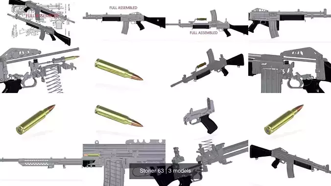 Stoner 63 3D Model Collection