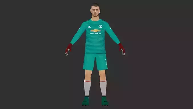 David Degea  Lowpoly GoalKeeper 3D with rigged already Low-poly 3D model
