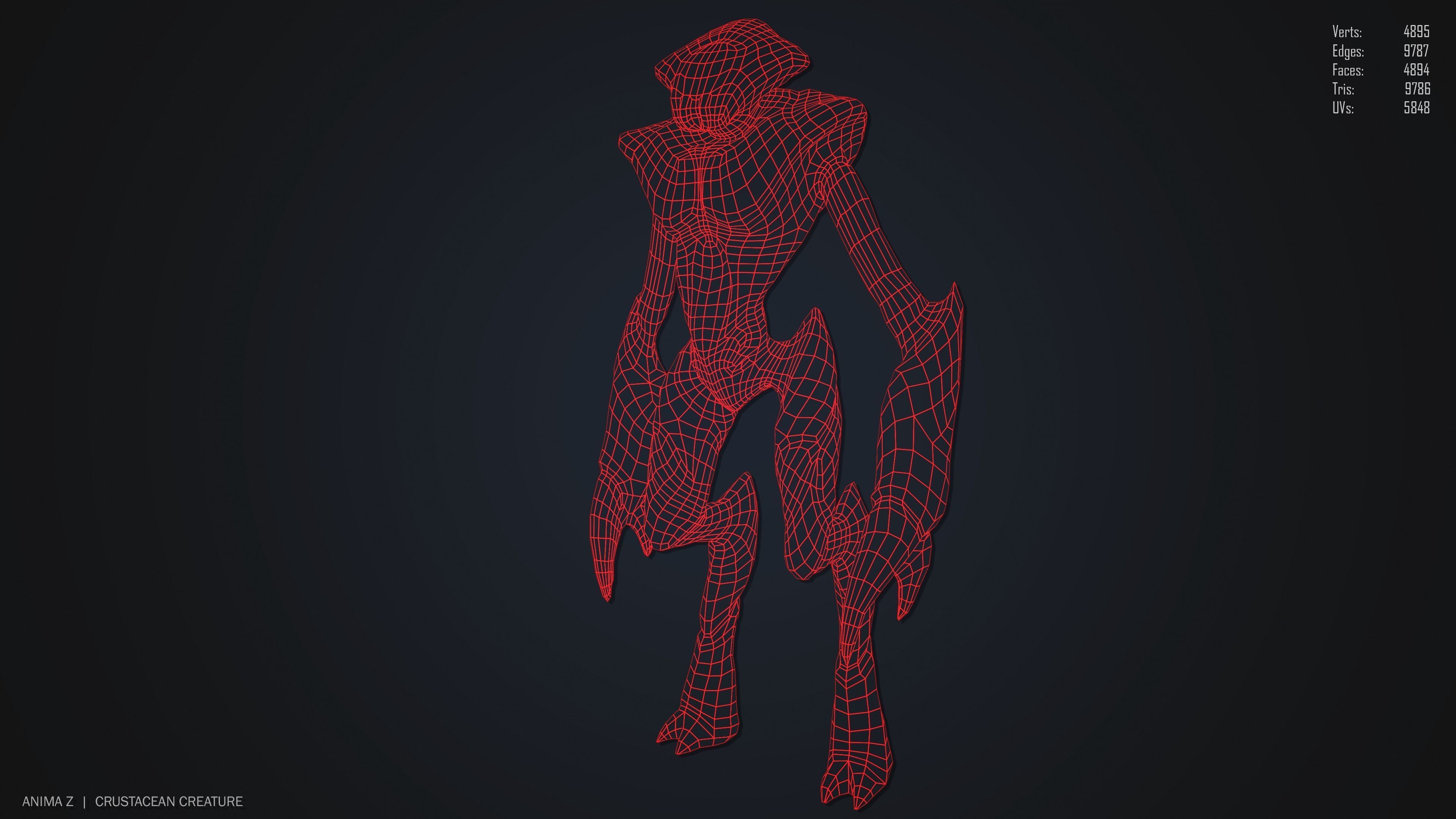 Crustacean creature Low-poly 3D model_10