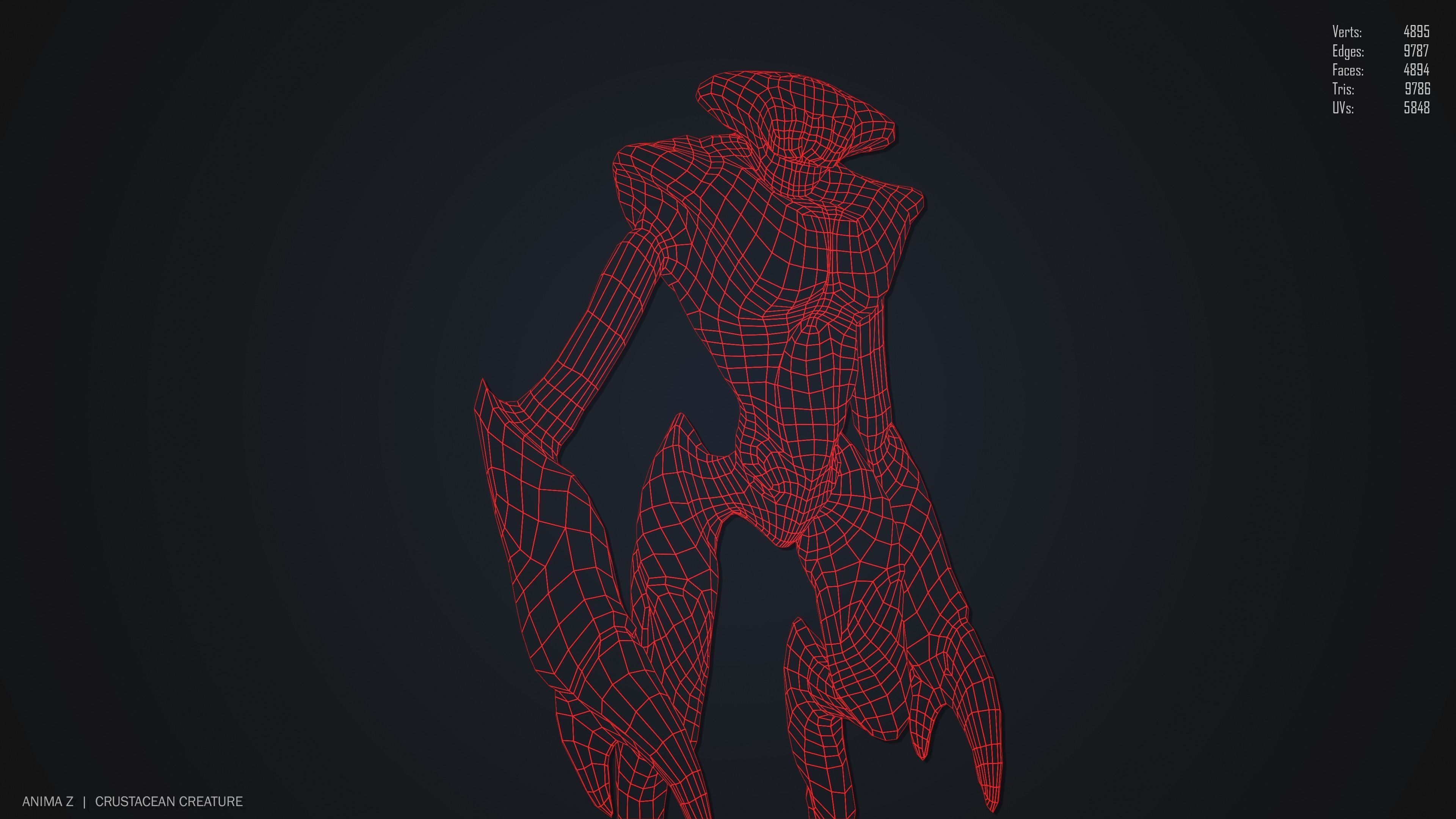 Crustacean creature Low-poly 3D model_11