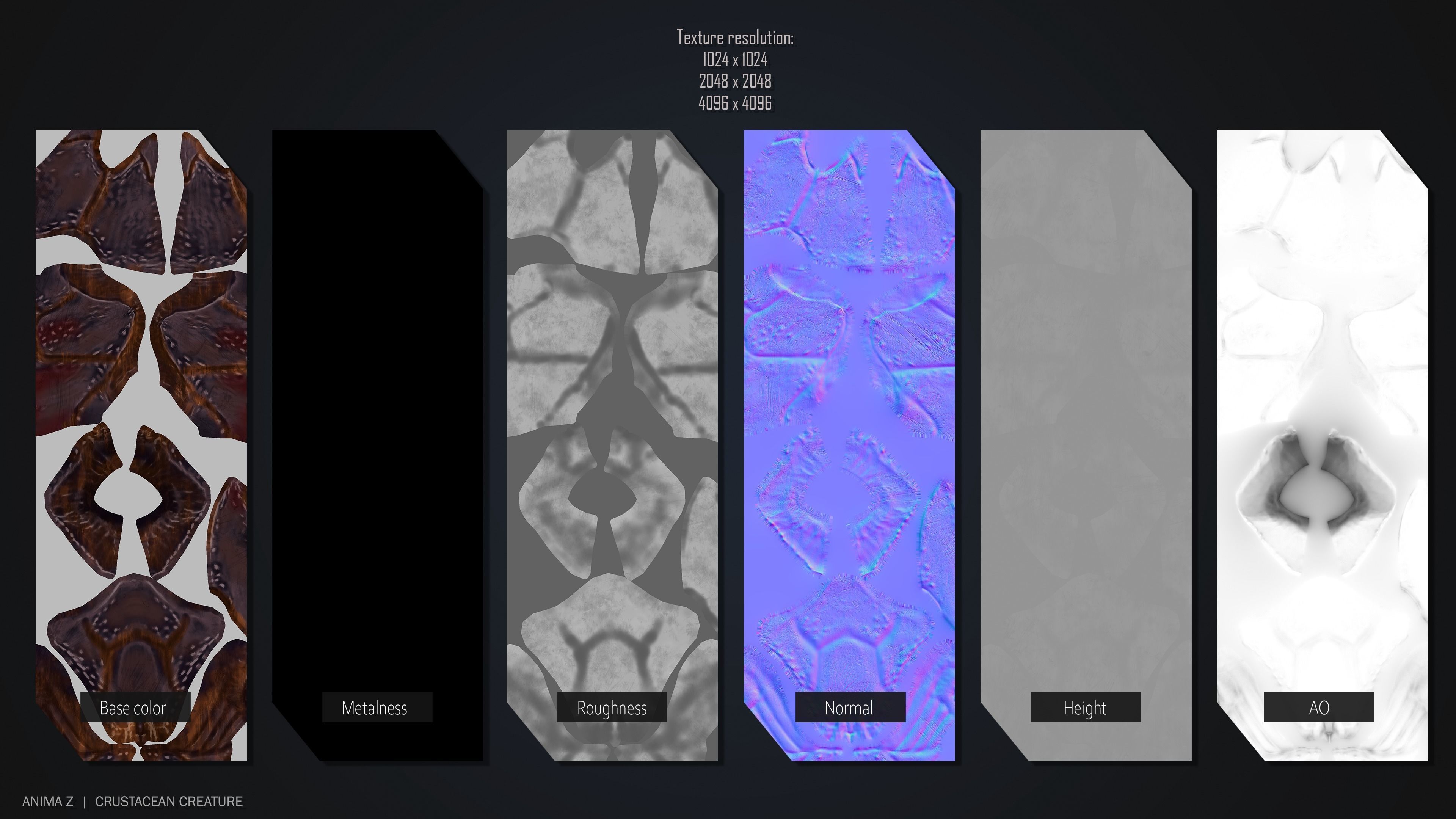 Crustacean creature Low-poly 3D model_3