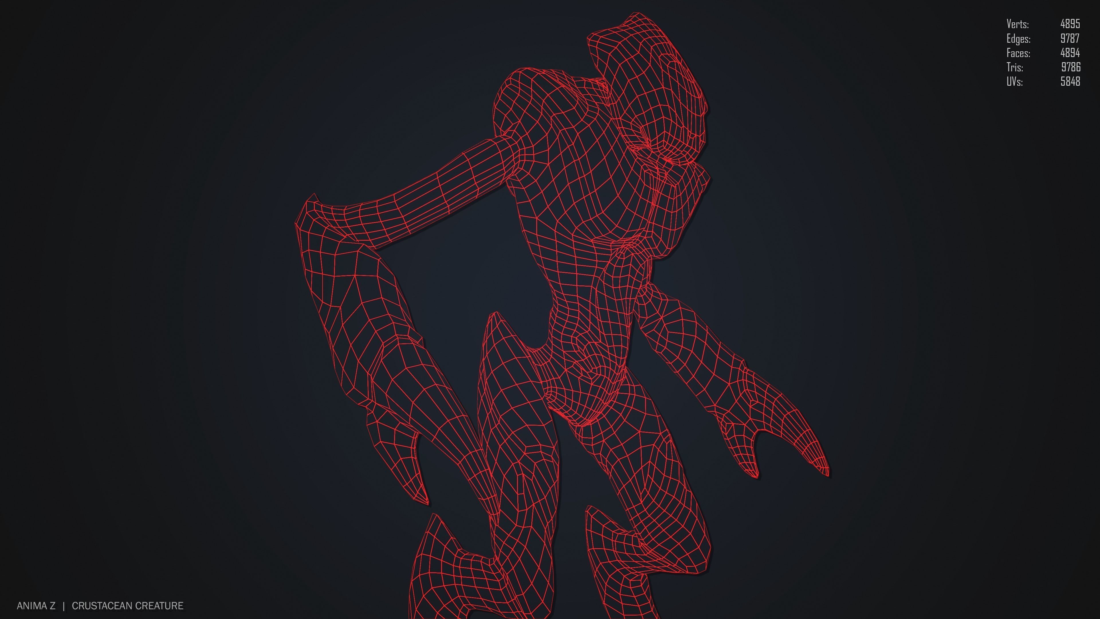 Crustacean creature Low-poly 3D model_15