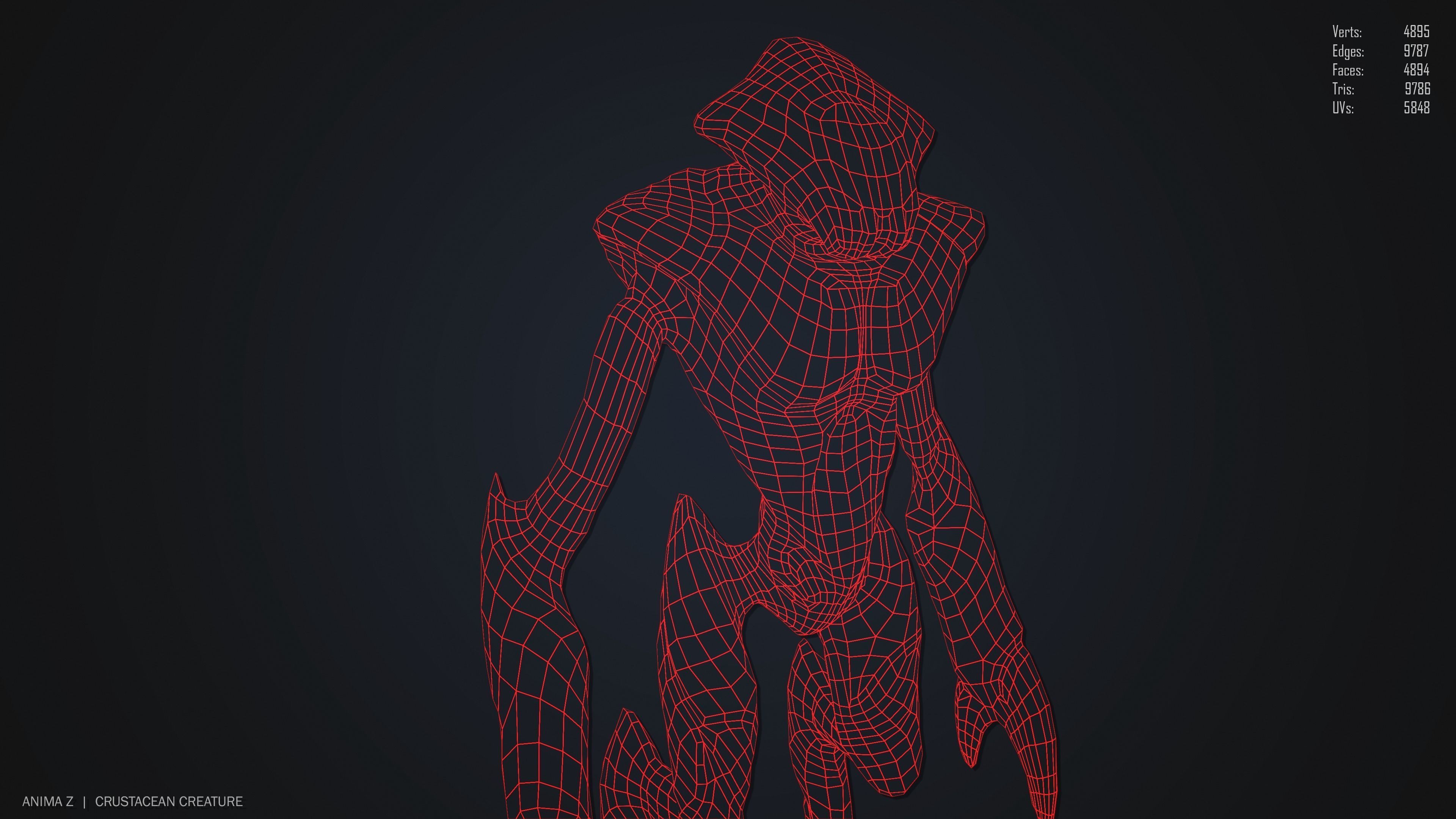 Crustacean creature Low-poly 3D model_13