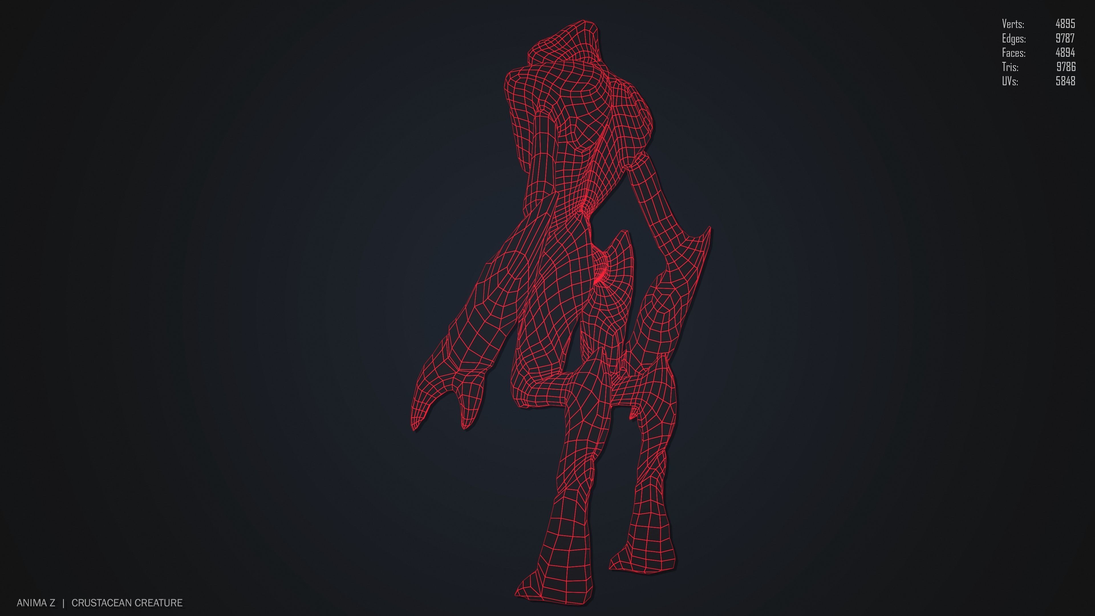 Crustacean creature Low-poly 3D model_14