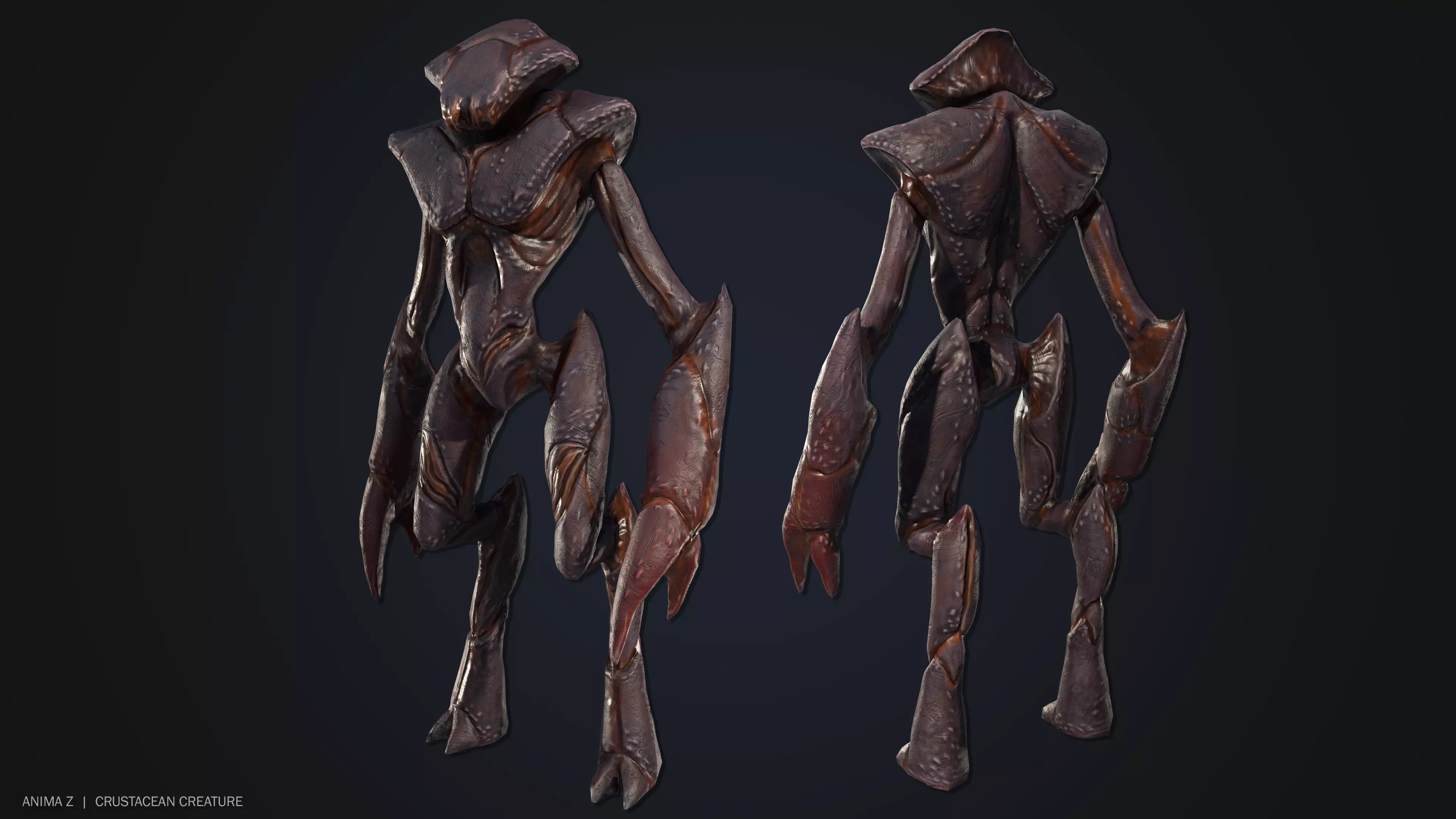 Crustacean creature Low-poly 3D model_0