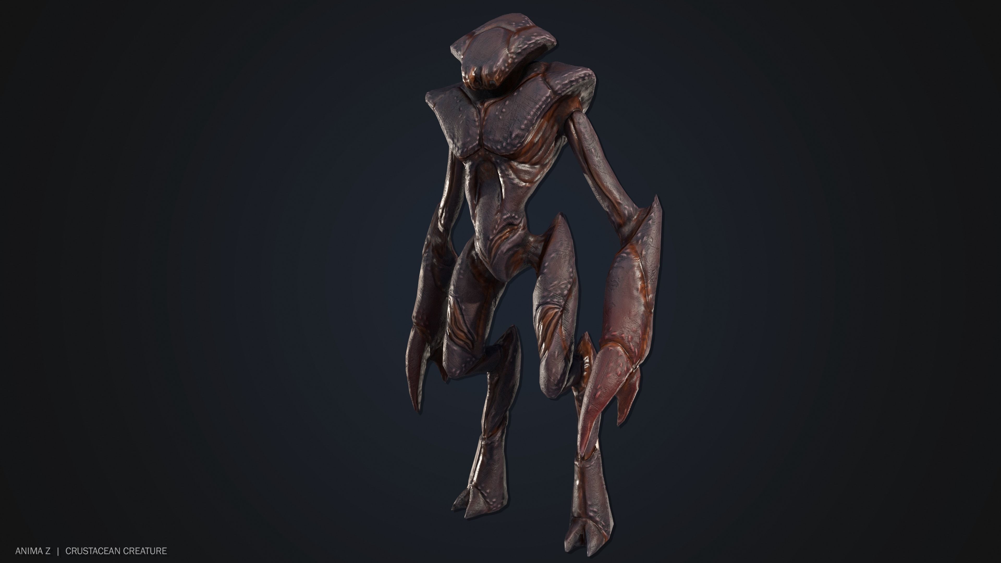 Crustacean creature Low-poly 3D model_4