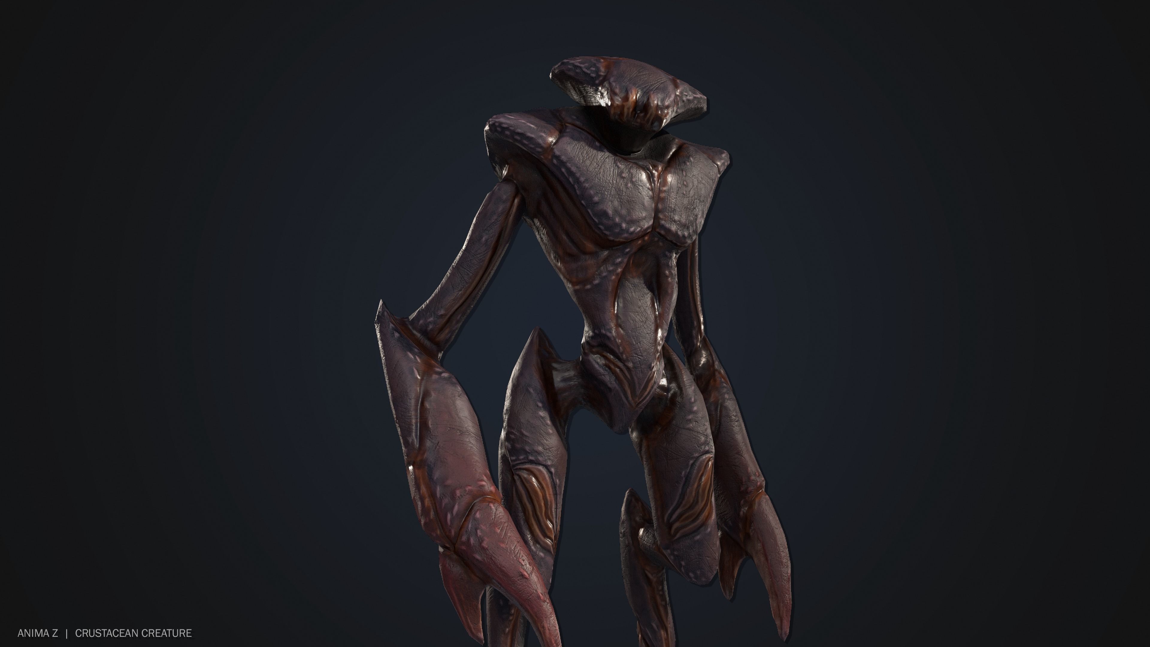 Crustacean creature Low-poly 3D model_5