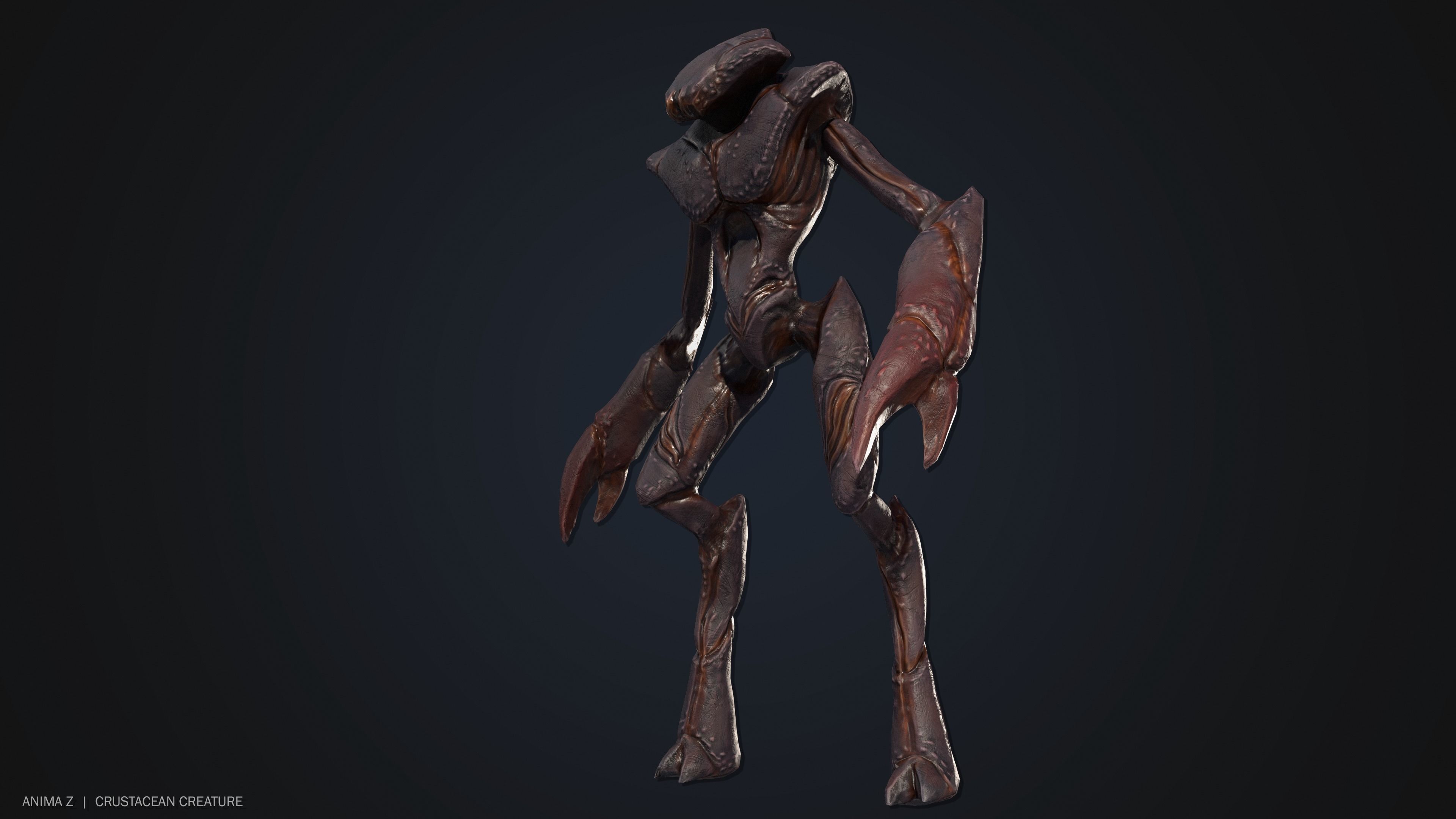 Crustacean creature Low-poly 3D model_6