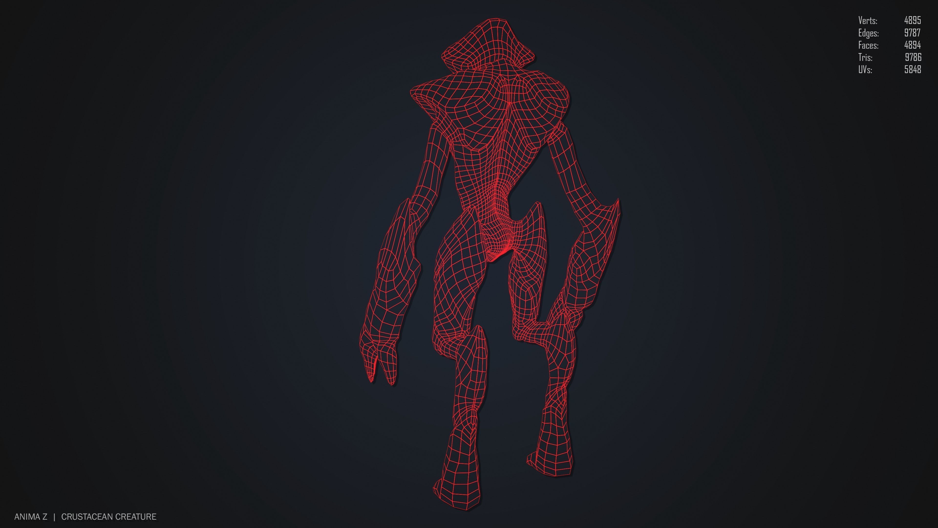 Crustacean creature Low-poly 3D model_12