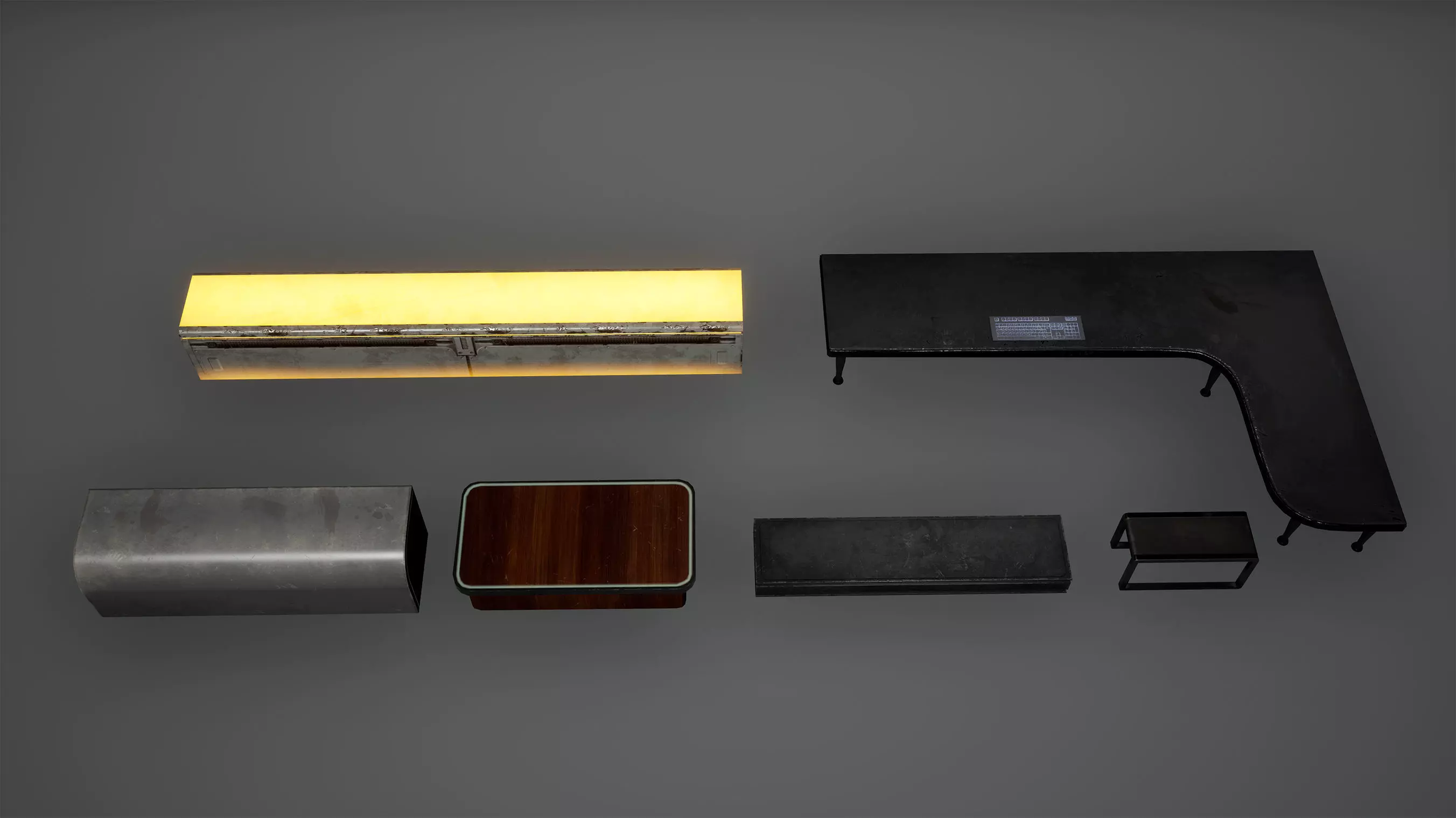 3D model Cyberpunk Sci fi Tables Set Low Poly Game Ready VR / AR / low ...