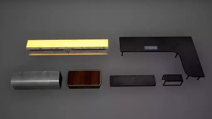 Cyberpunk Sci fi Tables Set Low Poly  Game Ready Low-poly 3D model